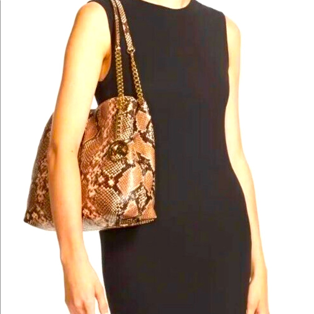 Michael Kors Women's Jet Set Python-embossed Chain Bag